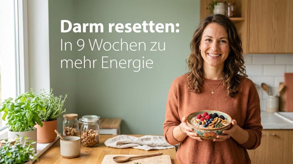 Feature-Bild: Frau mit gesunder Frühstücksschüssel als Symbol für den 9-Wochen-Darm-Reset
