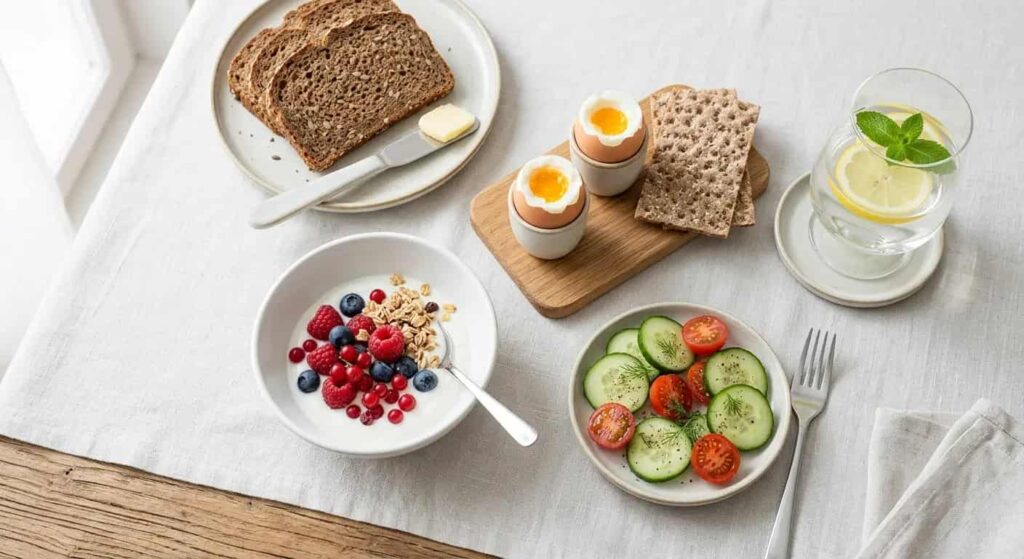 Gesundes proteinreiches Frühstück zur Unterstützung des Stoffwechsels — Ernährung gegen langsamen Metabolismus