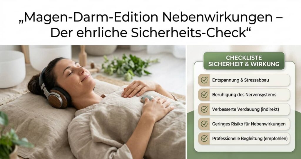 Feature-Bild zum Sicherheits-Check der Magen-Darm-Edition Nebenwirkungen mit Scorecard-Symbolik.