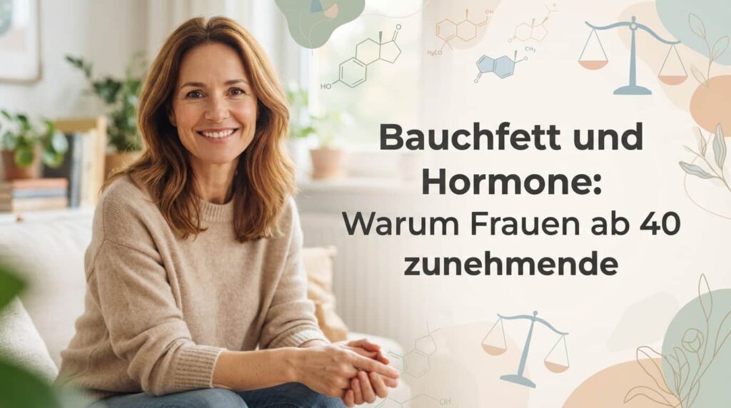 Frau Anfang 40 lächelt selbstbewusst – Titelbild zum Thema Bauchfett und Hormone ab 40
