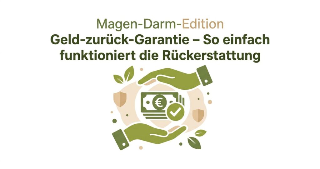 Feature-Bild zur Magen-Darm-Edition Geld-zurück-Garantie mit Textoverlay zur Rückerstattung