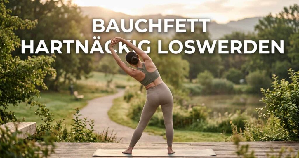 Feature-Bild zum Artikel Bauchfett hartnäckig loswerden mit Person beim Training im Morgenlicht.