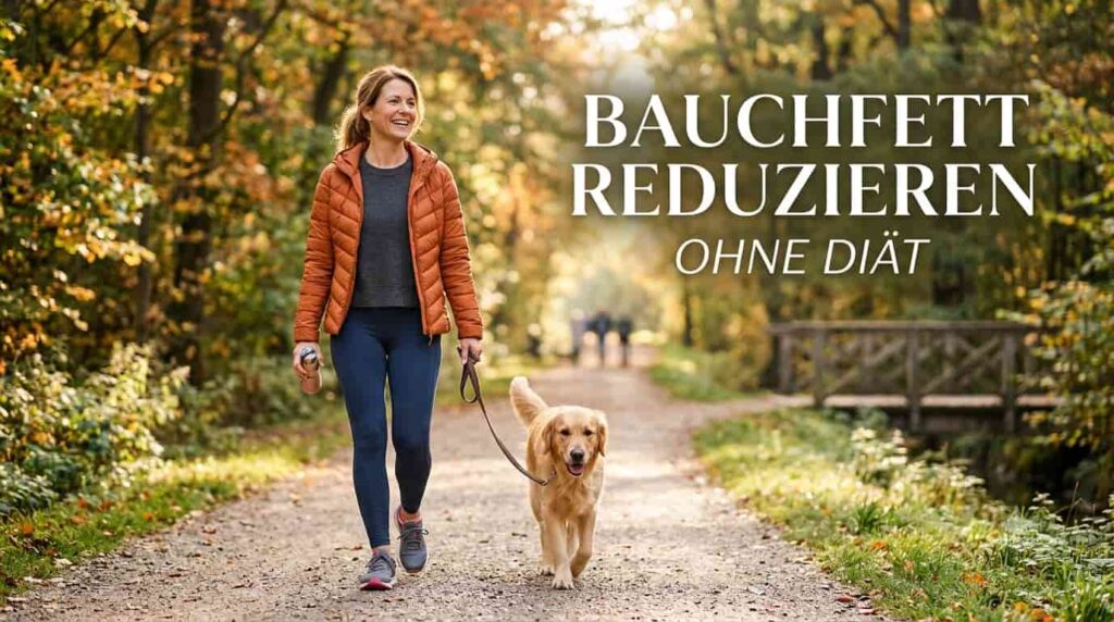 Frau beim Morgenspaziergang als Symbolbild für Bauchfett reduzieren ohne Diät durch Alltagsroutinen.