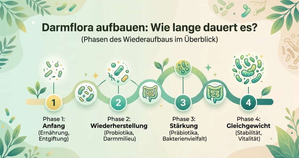 Feature-Bild zum Artikel Darmflora aufbauen wie lange dauert es mit Zeitleisten-Grafik