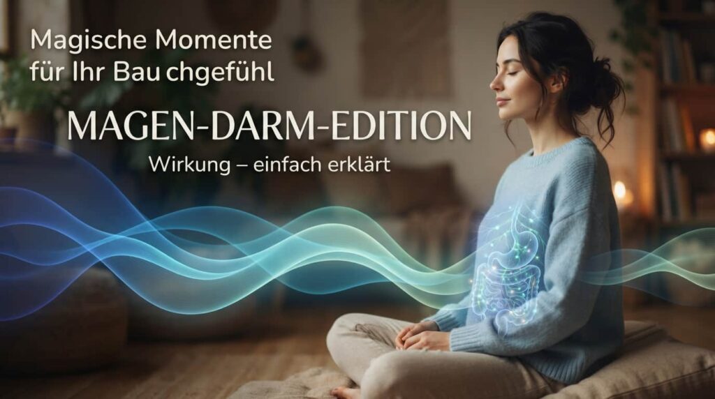 Feature-Bild zur Magen-Darm-Edition Wirkung mit Visualisierung von Klangwellen und Nervensystem