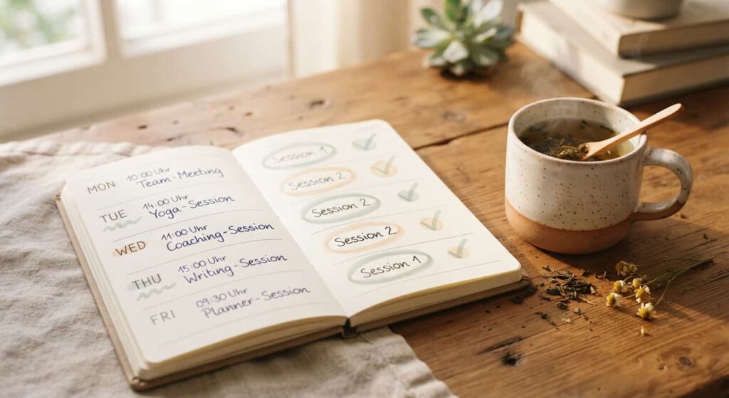 Wochenkalender mit festen Terminen für die Magen-Darm-Edition Sessions