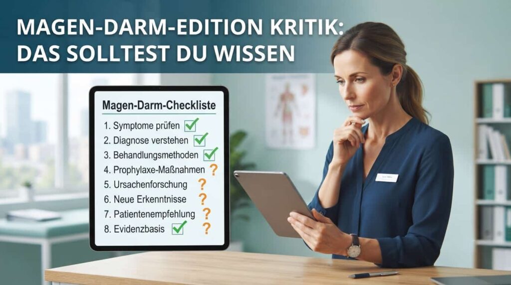 Feature-Bild zur Magen-Darm-Edition Kritik mit Checkliste und deutschem Text-Overlay