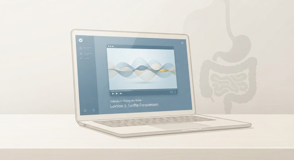 Online-Videokurs zur energetischen Unterstützung des Magen-Darm-Traktes am Laptop