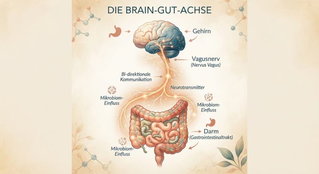 Illustration der Darm-Hirn-Verbindung bei Reizdarm-Beschwerden