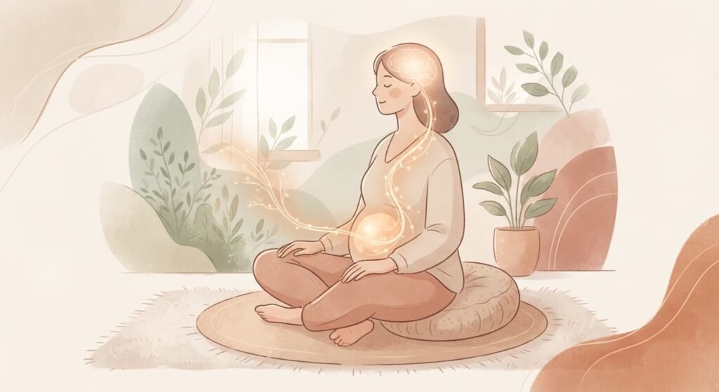 Illustration der Darm-Hirn-Achse als Erklärung für Durchfall durch Stress