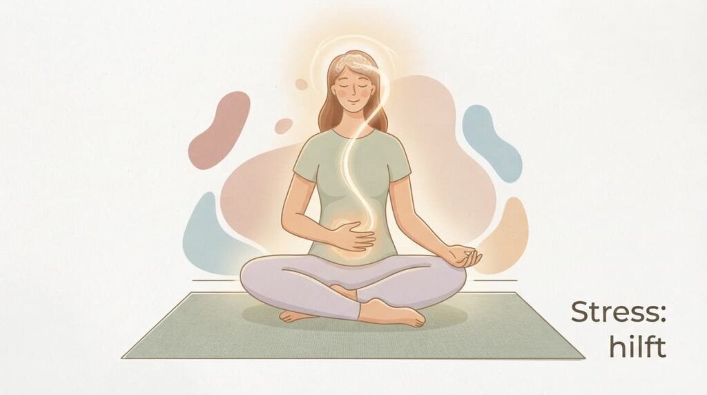Illustration der Darm-Hirn-Achse als Ursache für Übelkeit durch Stress